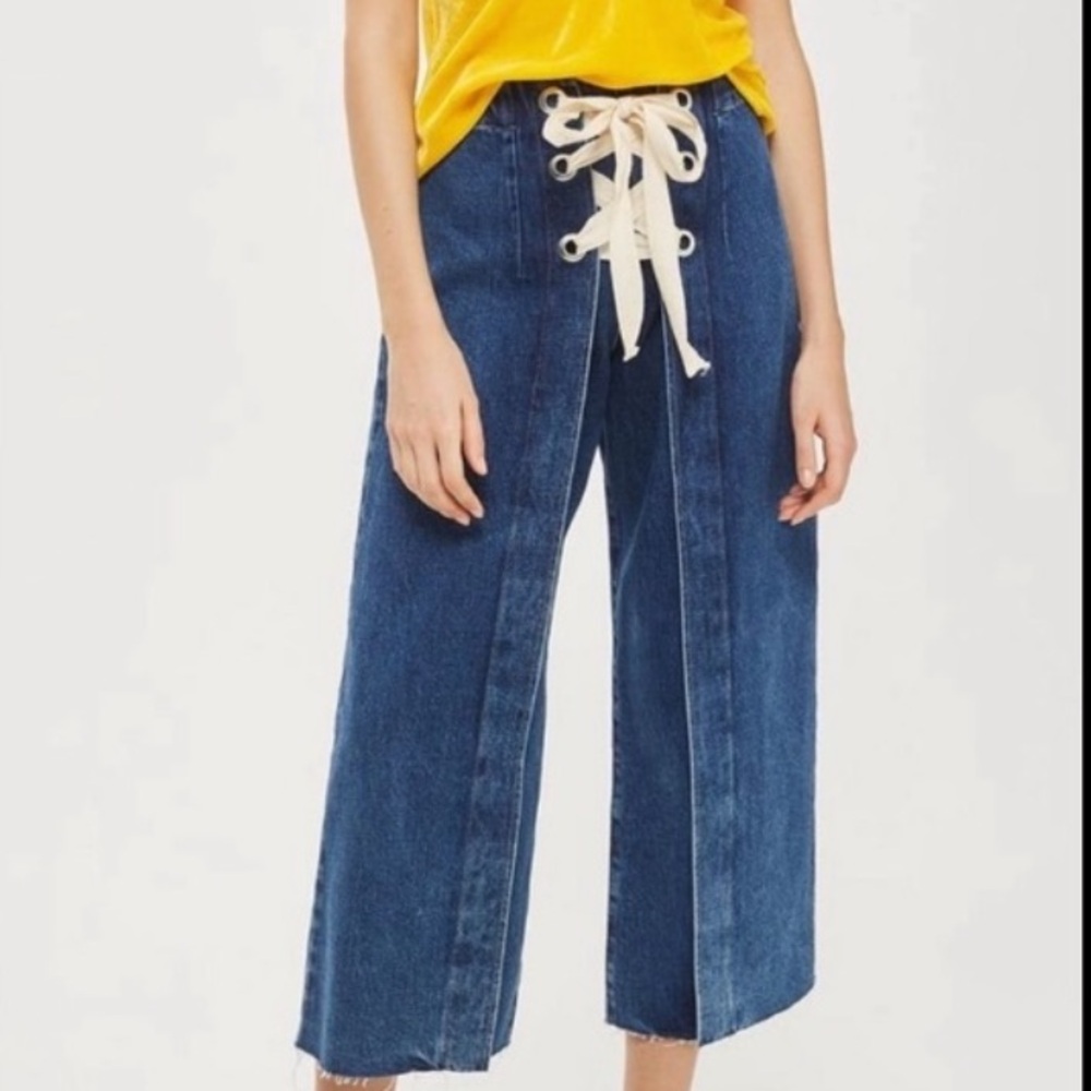 Topshop MOTO lace up denim jeans - Picture 6 of 9